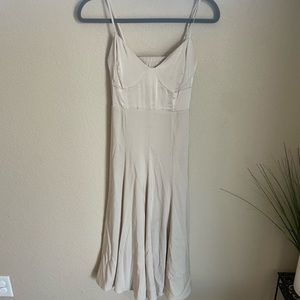 EXPRESS Satin V-neck Back Cutout midi dress